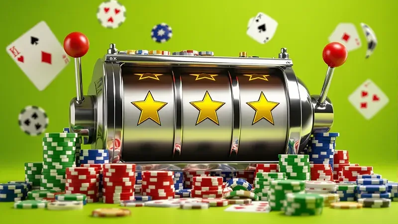 Reel dan simbol permainan slot di layar mobile